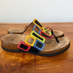 Think! Julia Multicolor Leather Thong Sandals Women's Size 36 ( US 5 - 5.5 )